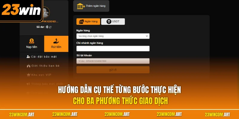 Hướng dẫn cụ thể từng bước thực hiện cho ba phương thức g