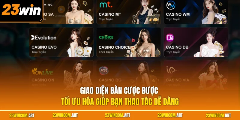 Giao diện bàn cược được tối ưu hóa giúp bạn thao tác dễ dàng 
